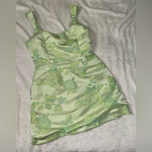 Lulu's Light Green Floral Mini Dress
